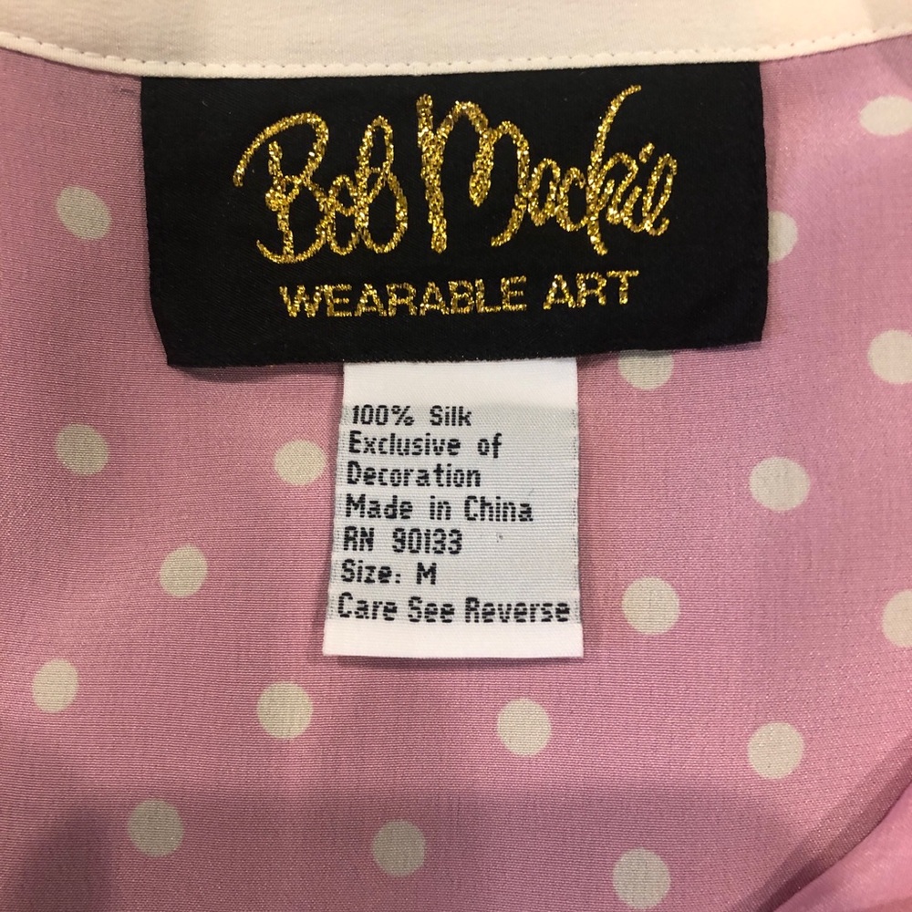 Bob Mackie Pink Polka Dot Embroidered Silk Blouse - Picture 5 of 15